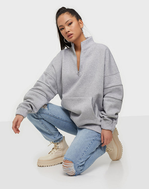 Missguided High Neck Zip Oversized Sweat
