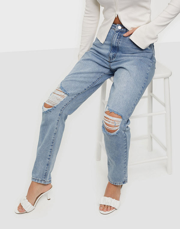 Missguided Riot Busted Knee Mom Jeans