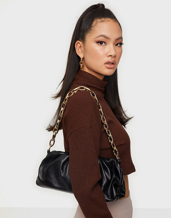Glamorous svart väska Chunky Chain Bag