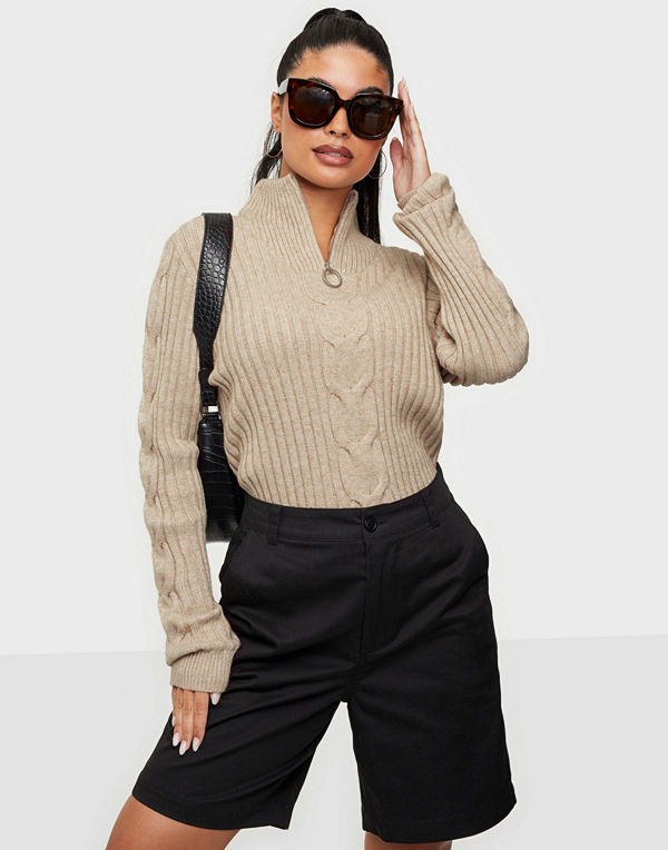 Vila VIRIL KNIT FUNNEL ZIP NECK L/S TOP