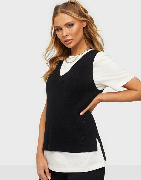 Vila VIRIL KNIT RIB V-NECK S/L VEST - NO