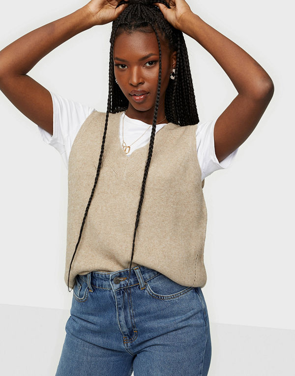 Vila VIRIL KNIT RIB V-NECK S/L VEST - NO