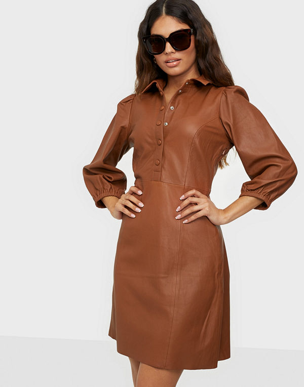 Y.a.s YASRUVENDA 3/4 LEATHER DRESS - ICON