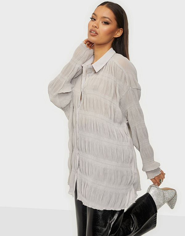 Missguided Sheer Crinkle Extreme Oversized Shirt