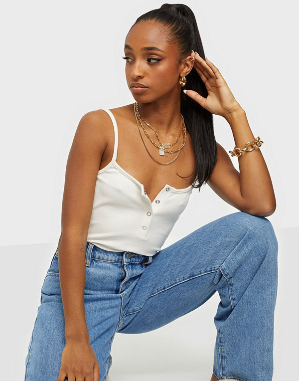 NLY Trend Button Rib Top