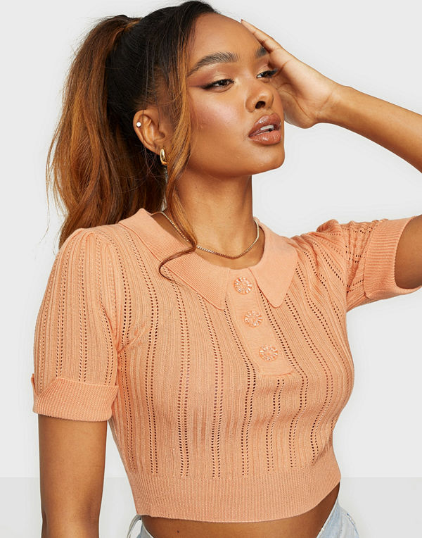 For Love & Lemons PHOEBE POINTELLE POLO SWEATER