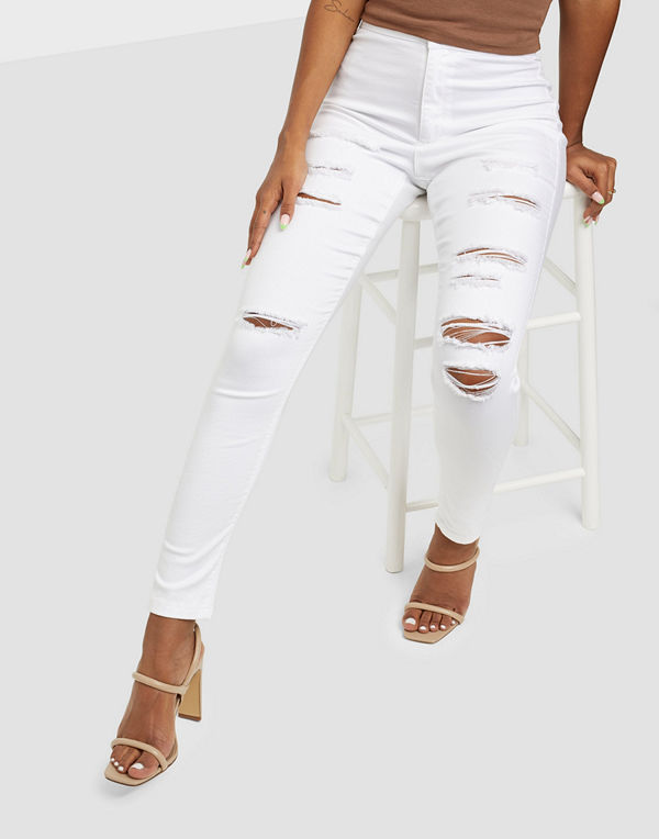 Missguided Vice Multi Rip High Waisted Skinny Jeans