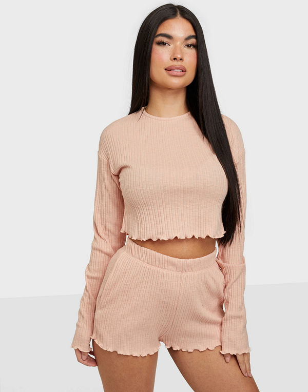 NLY Trend Frill Edge Shorts Set