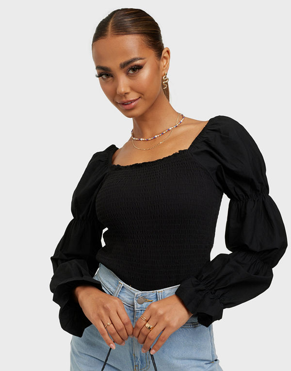 Only ONLDELI LIFE L/S SMOCK MIX TOP JRS
