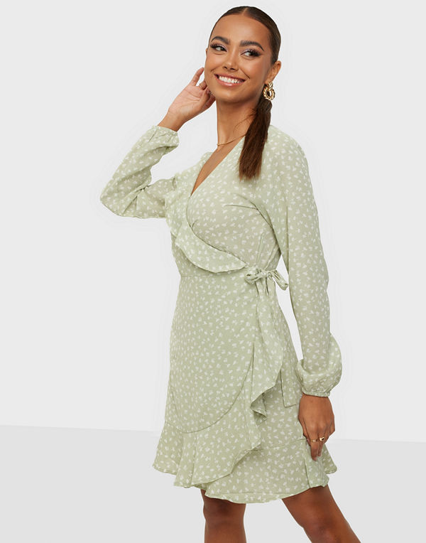 Only ONLMONZOOM LS WRAP AOP DRESS WVN
