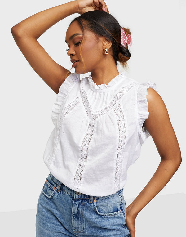 co’couture Lola Linen Frill Top