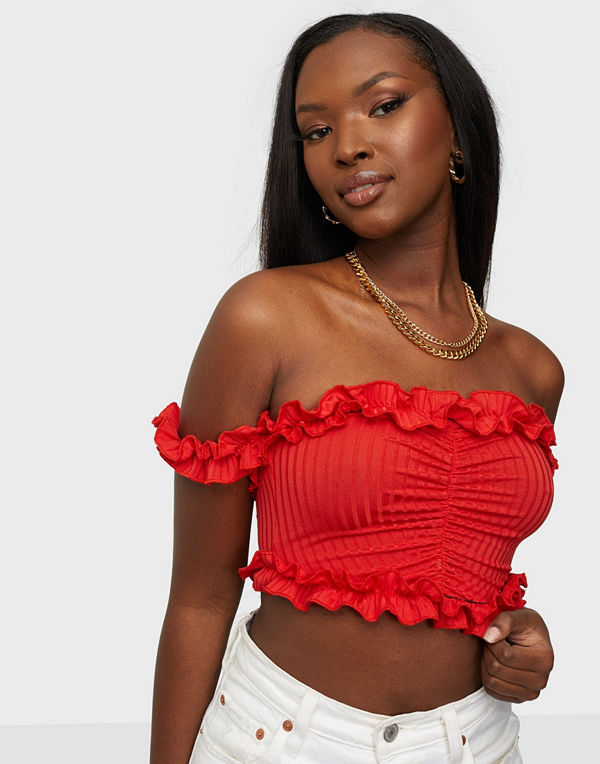 NLY One Crop Frill Rib Top