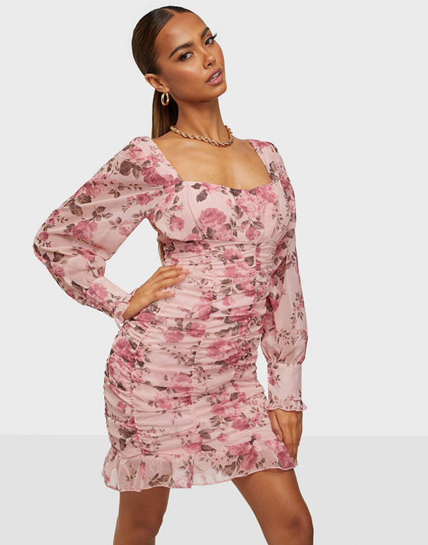 Parisian Floral Puff Sleeve Mini Dress