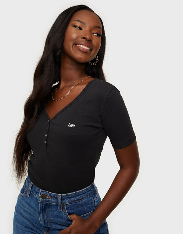 Lee Jeans SS RIB HENLEY WASHED BLACK
