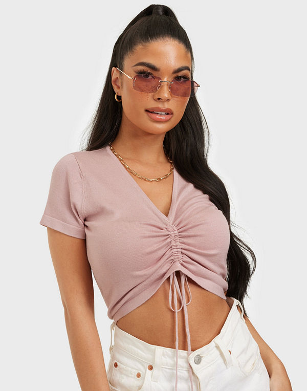 Missguided Ruche Front Short Sleeve Top