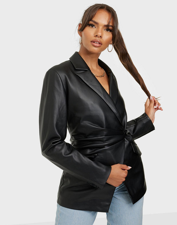 NLY Trend Draped Waist Pu Blazer