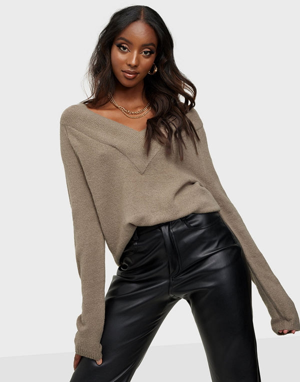 Vila VIMADELIA V-NECK L/S KNIT TOP - NOO