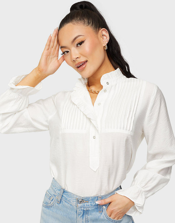 co’couture Callum Pintuck Frill Shirt