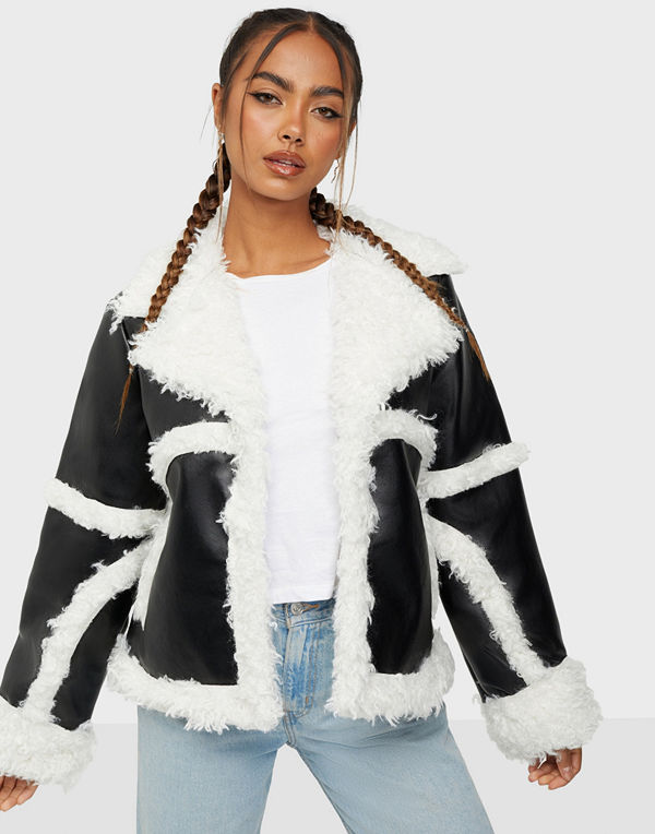 Missguided Faux Fur Trim Cropped Avi