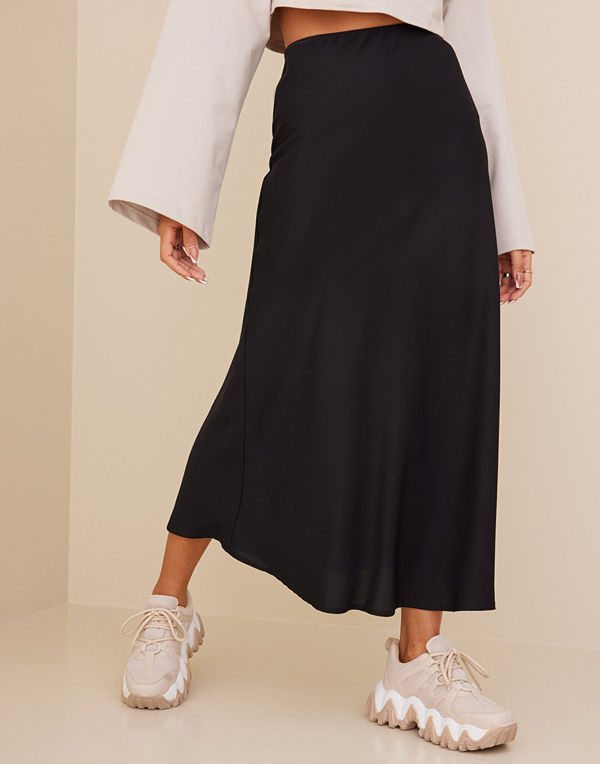 Pieces Pcfranan Hw Ankle Skirt Noos Bc - Svart