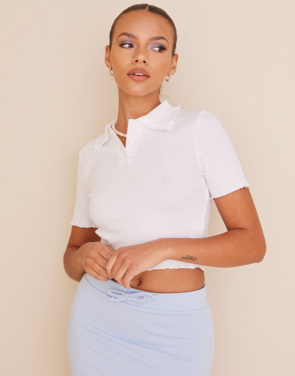 Pieces PCTAYA SS POLO CROP TOP BC