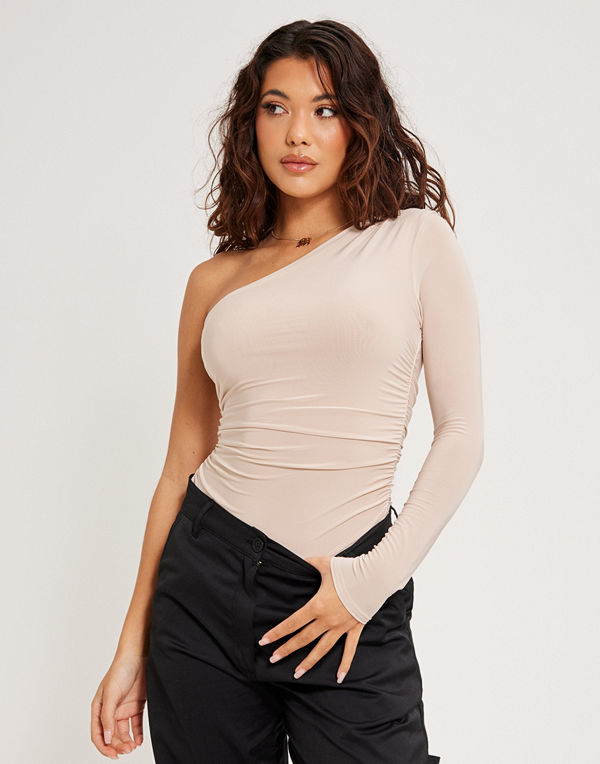 Missguided LS ONE SHOULDER SLINKY BODYSUIT
