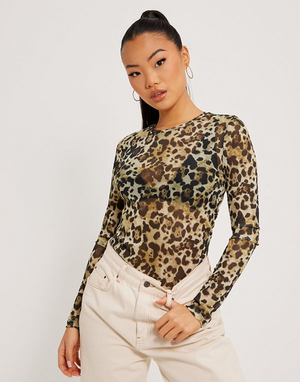 Noisy May NMJUDITH L/S MESH TOP BG NOOS