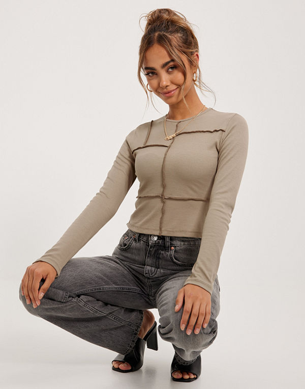 Missguided COORD PATCHWORK EXPOSED SEAM LS TEE