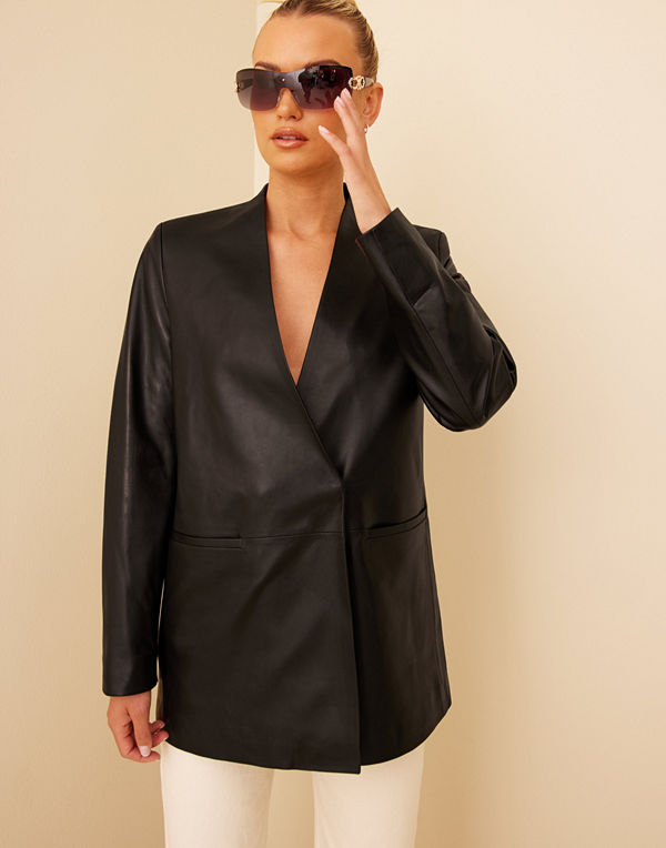 Calvin Klein LEATHER V NECK BLAZER