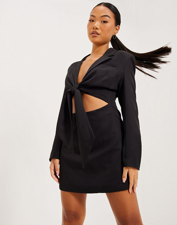 Rare London TIE FRONT BLAZER DRESS