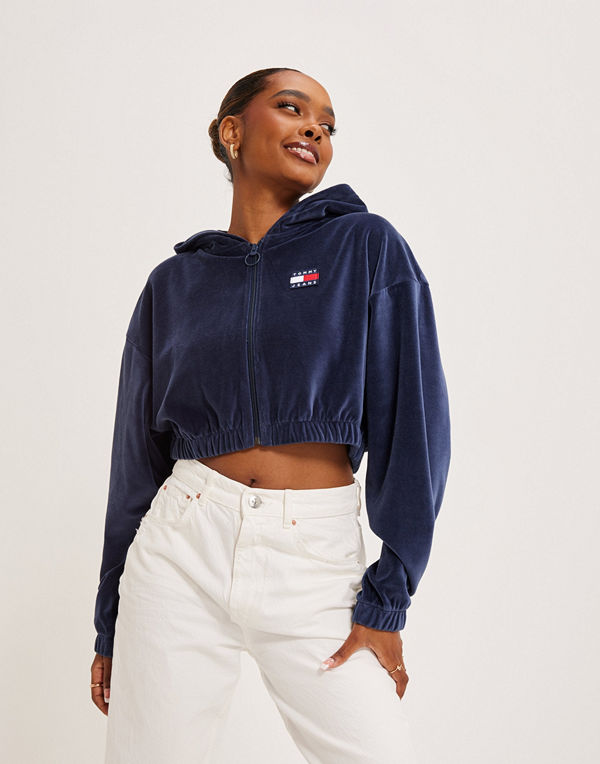 Tommy Jeans TJW SUPER CROP VELOUR ZIP THRU