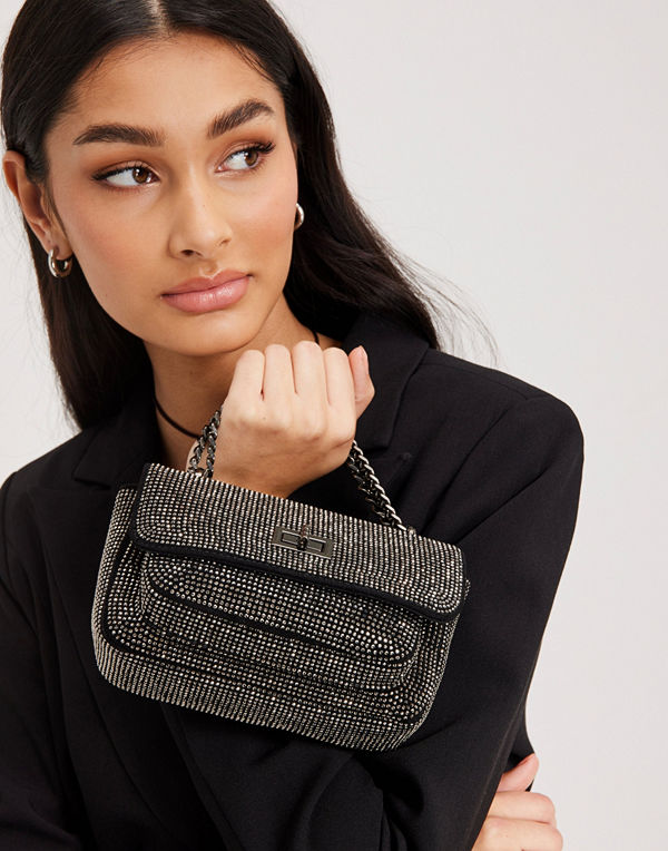 Only mörkgrå väska ONLCELINA PU SHIMMER SHOULDERBAG AC