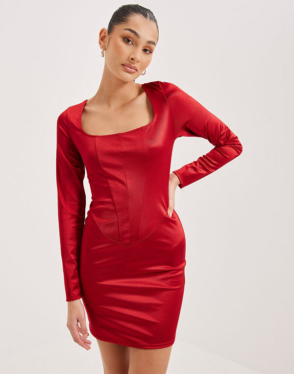 NLY One Corset Seams Satin Dress