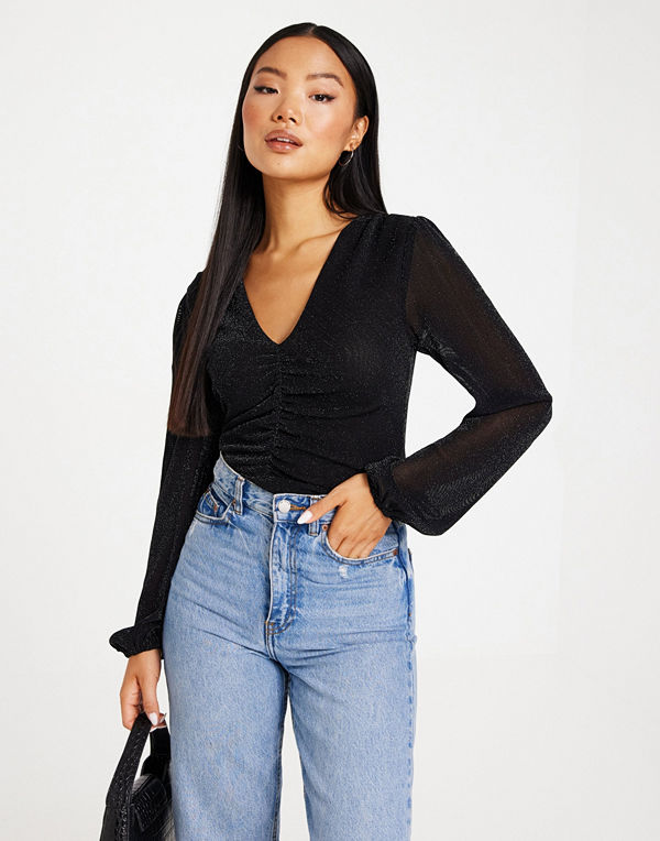 Neo Noir Ralph Glitter Mesh blouse