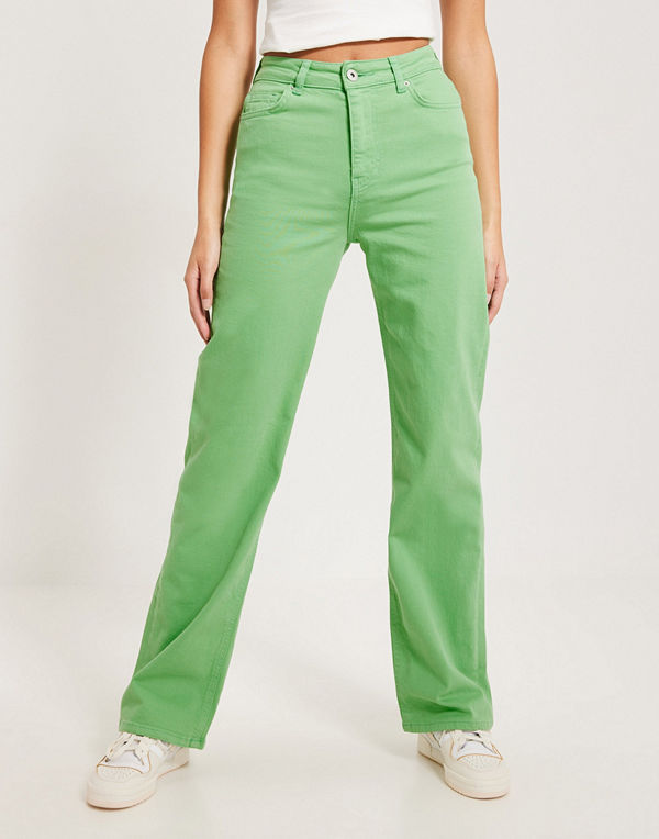 Pieces Pcholly Hw Wide Jeans Colour Noos B - Grön