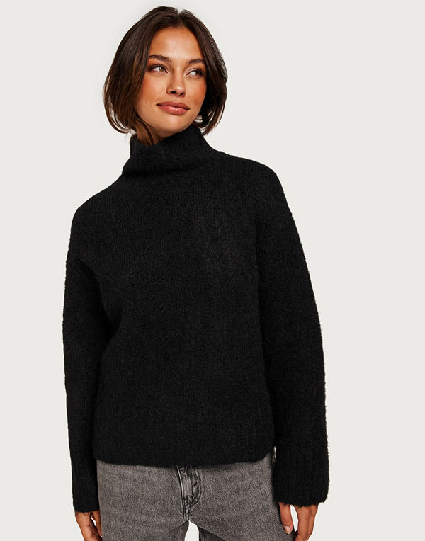 Selected Femme Slfgabella Ls Knit High-Neck W - Svart