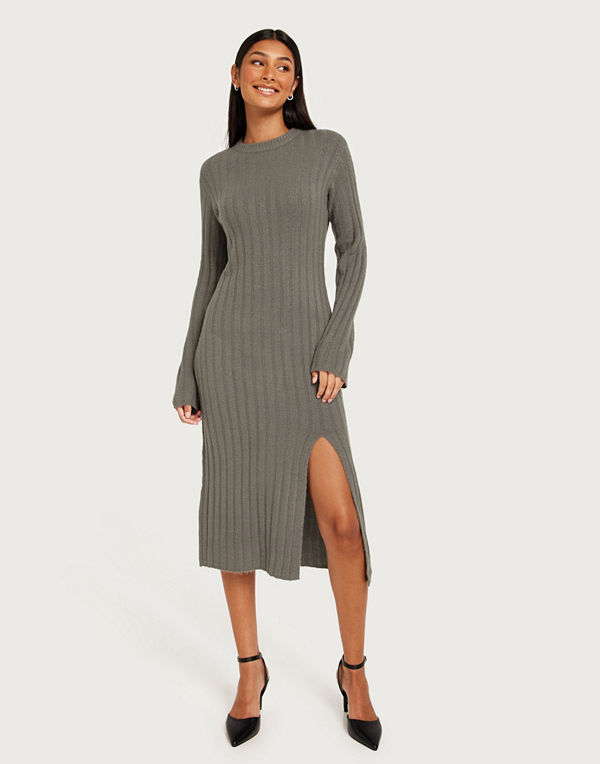 NLY Trend Everyday Long Knit Dress - Grå
