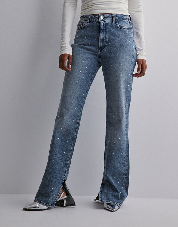 JJXX Jxciara Slim Long Rhs Slit Hw Jeans - Blå