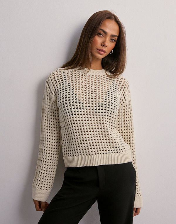Object Objcharlie L/S Knit Pullover Noos - Beige