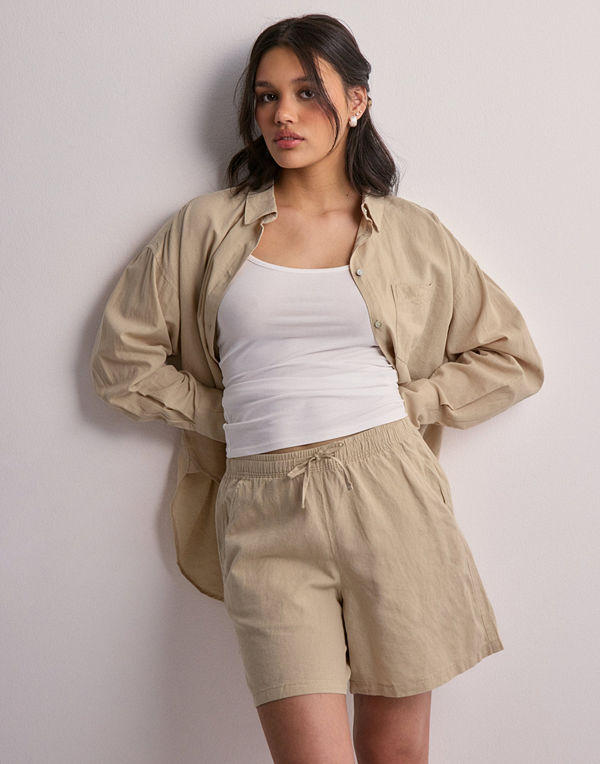 JJXX Jxamy Linen Blend Shorts Wvn Sn - Beige