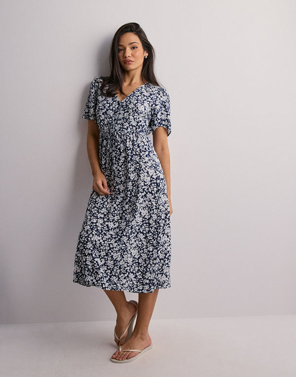 Only Onlhalia Life S/S Midi Dress Wvn No - Blommig