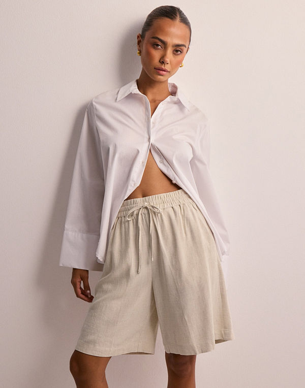 Selected Femme Slfviva Mw Shorts Noos - Beige