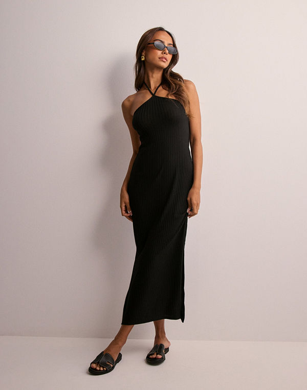 Pieces Pcalicia Sl Long Halter Neck Dress - Svart