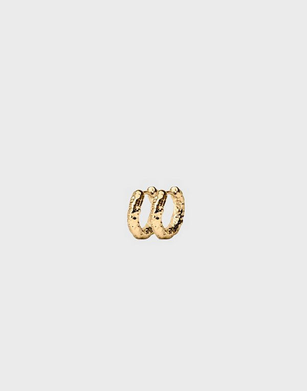 Muli Collection örhängen 15mm Textured Hoops - Guld