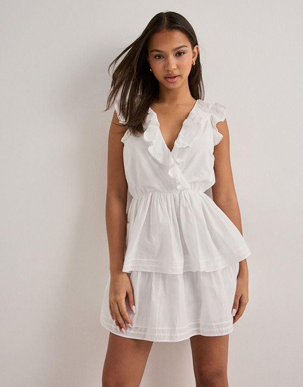 Nelly Perfect Frill Dress - Vit