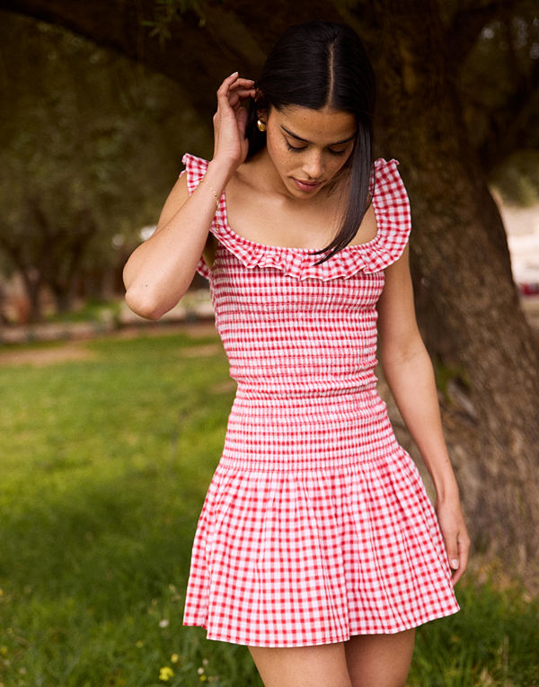 Nelly Smock Dress - Röd