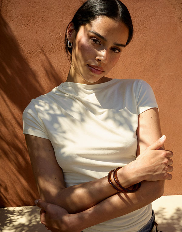 Nelly Soft Drape Tee - Beige