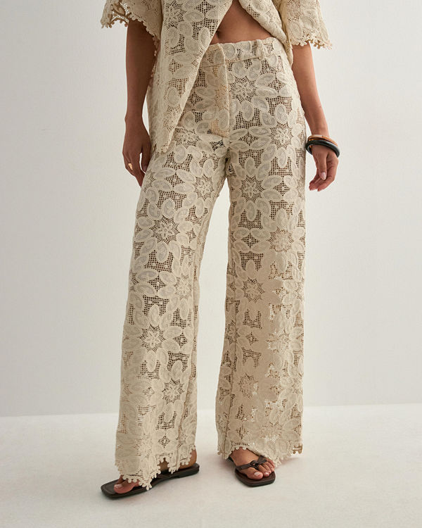 Malina byxor Natalina Guipure Lace pants - Beige