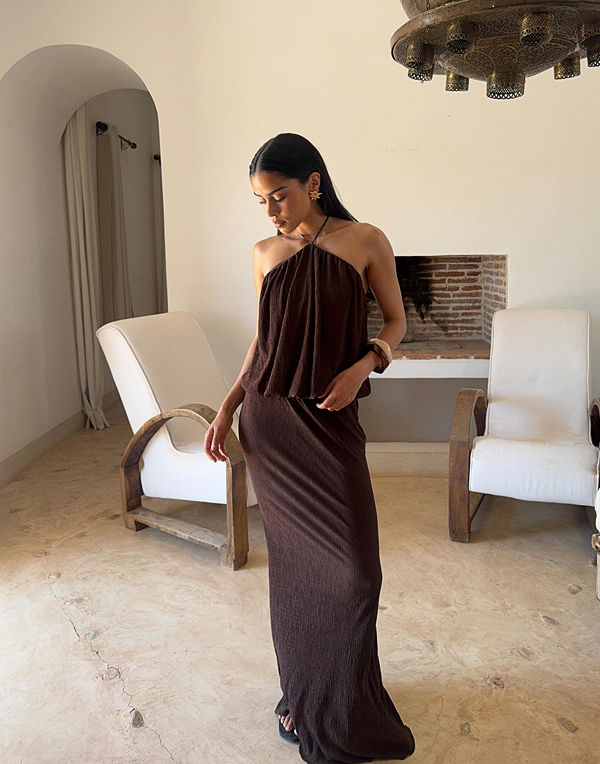 Nelly Fine Structure Skirt - Brun