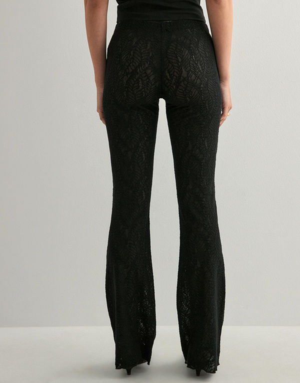Nelly byxor Lace Flare Pants - Svart